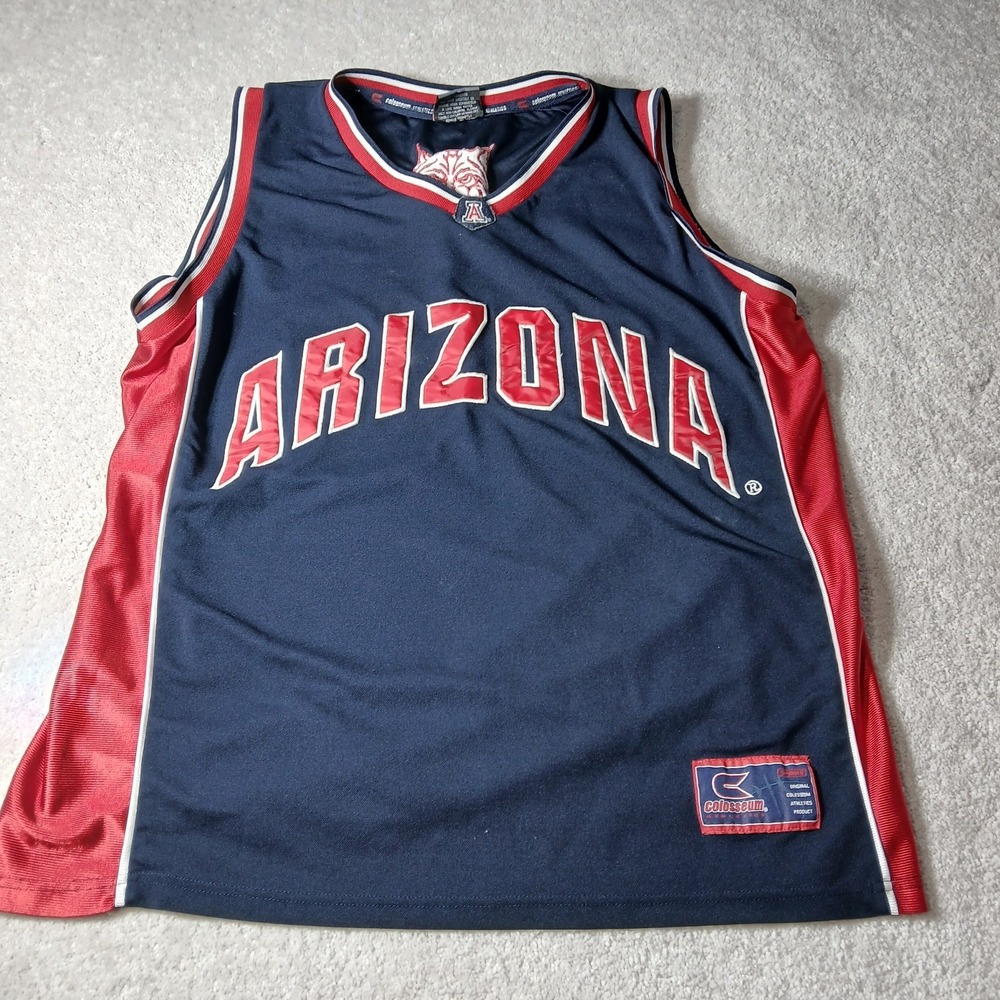 Vintage Arizona Wildcats Basketball Jersey Mens XL Blue Red Embroidered Sewn